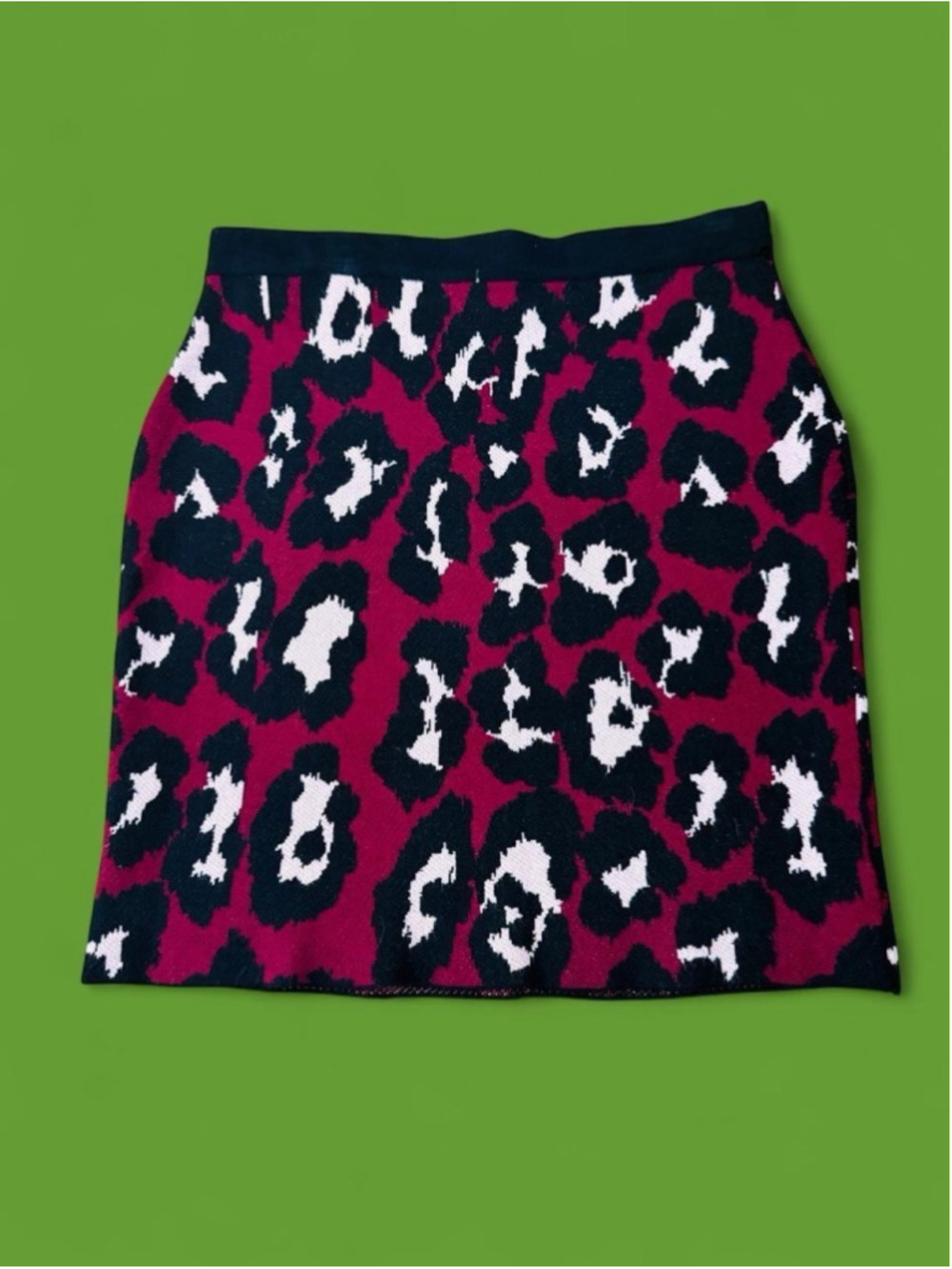 Romeo + Juliet Couture Animal Leopard Print Knit Skirt Large Y2K Dopamine Pencil